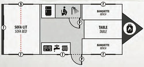 Floorplan of the ProLite model "Evasion" small trailer