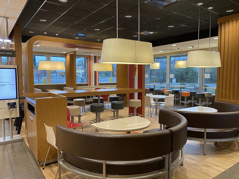 With the dining room closed to customers due to COVID-19, the the dining room sparkled at this McDonald's restaurant in Middletown, Virginia.