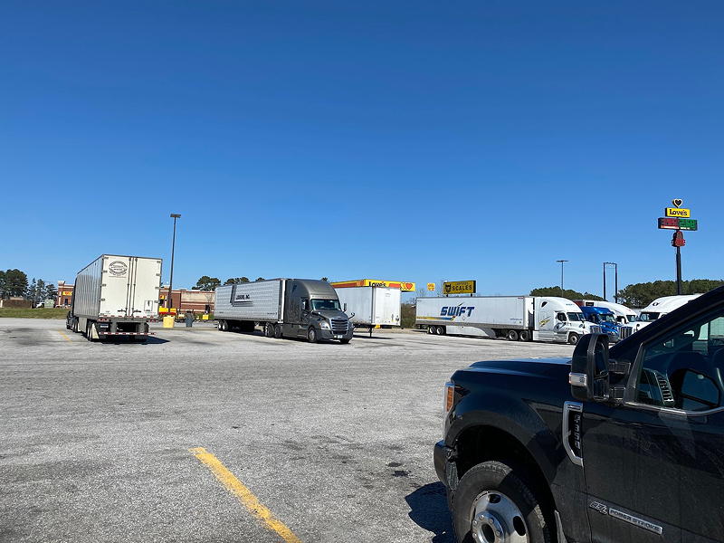 Love's Travel Stops have a retail area for cars but their main focus is on serving trucks.