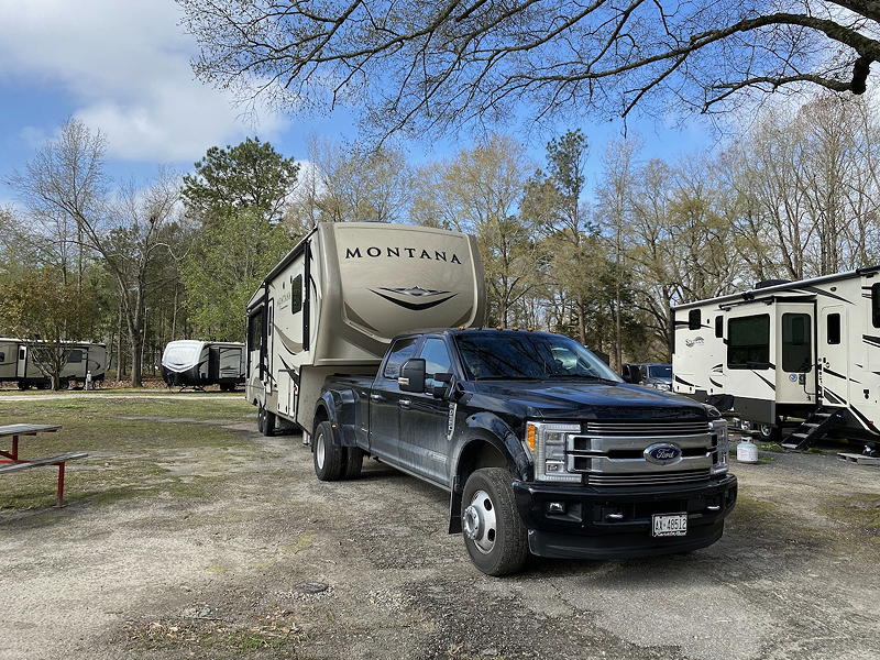 We had a pretty campsite at the Lumberton / I-95 KOA campground.