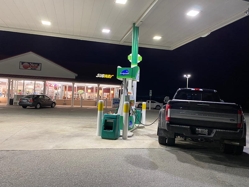 There's a BP station just a few minutes away from the Enfield KOA campground. A great place to top up the tank with diesel.