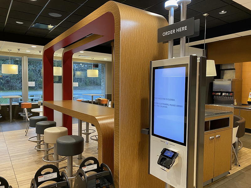 Perhaps it's because of the large corporate backbone behind each McDonald's Restaurant, but they sure were taking COVID-19 seriously. The dining room was closed and so were the kiosks that so many people touch.