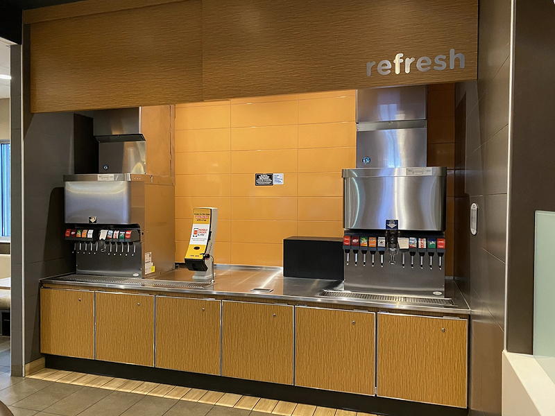 In another bow to COVID-19, the soda dispensing machines were closed, too. We got our drinks handed to us by the staff from behind the counter at this McDonald's restaurant in Middletown, Virginia.