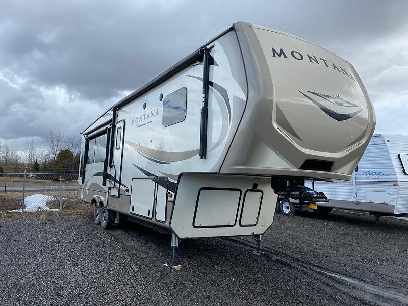 Our trailer is parked in its spot at the storage yard.